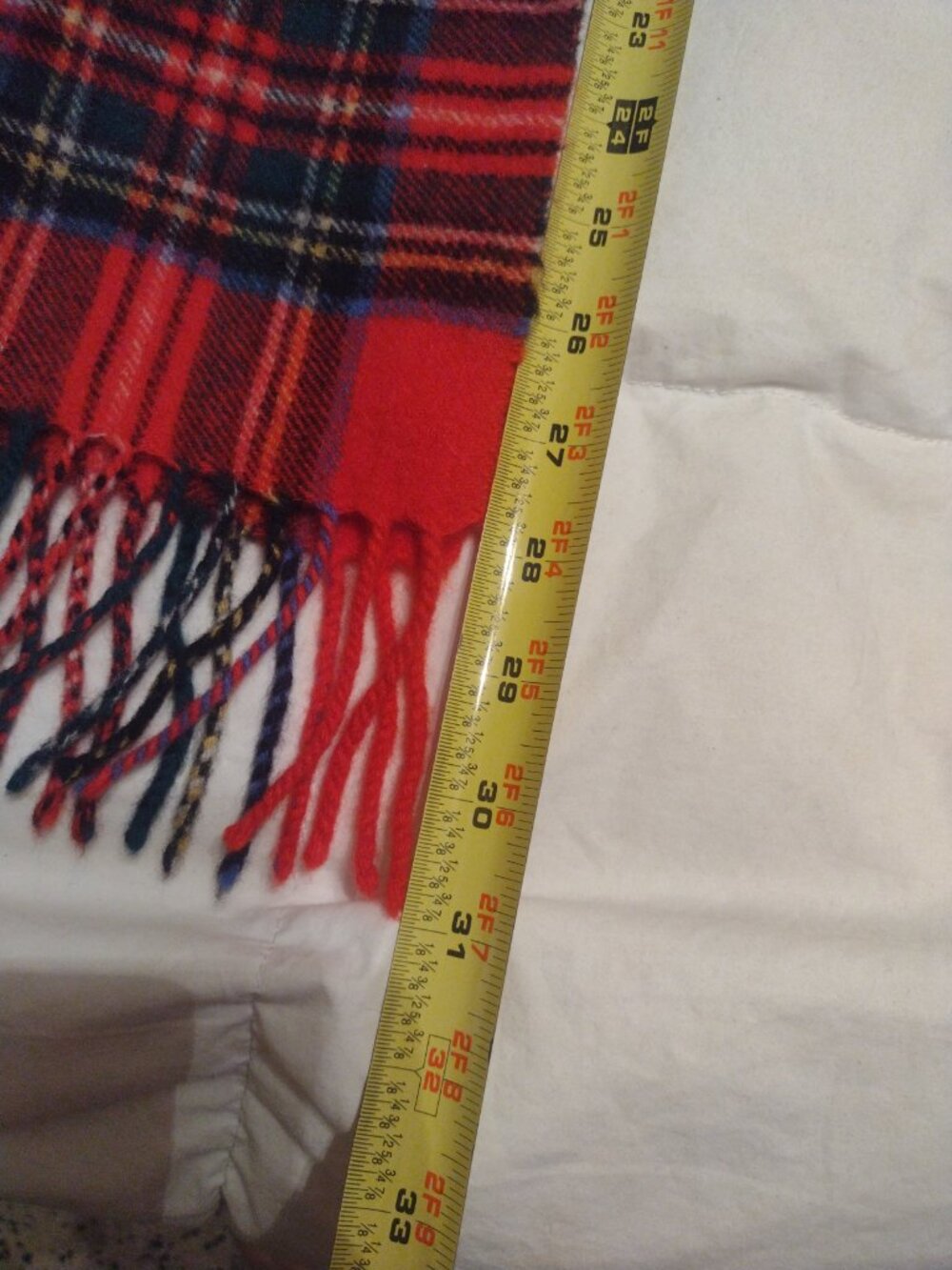 Red Plaid Wool Scarf 60 inches long